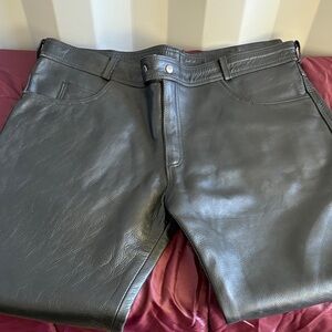 Men's Black Leather Jeans